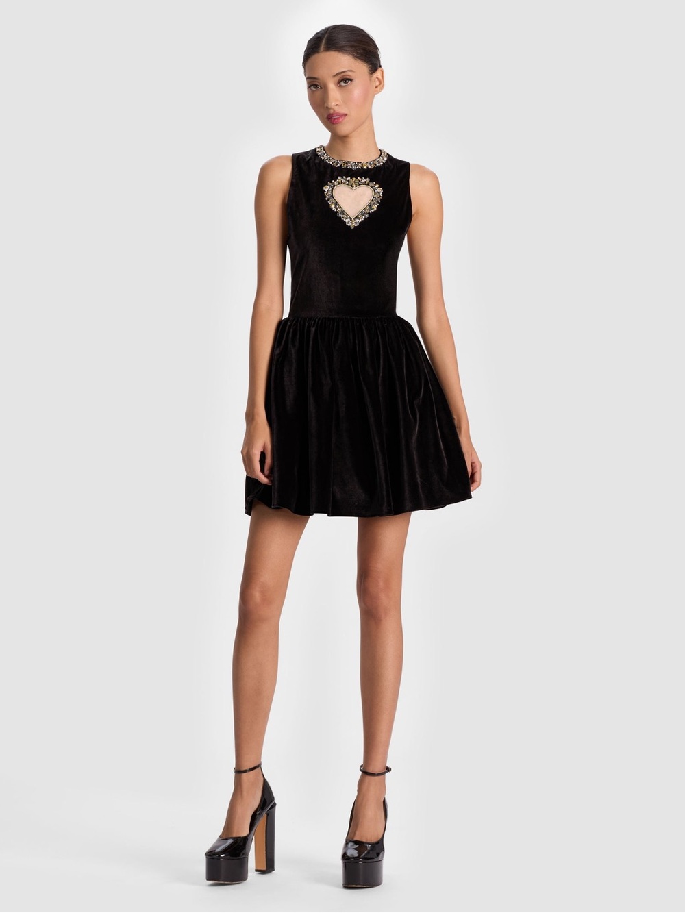 Alice + Olivia Ella Velvet Mini Dress – Black | Luxury Velvet Cocktail Dress